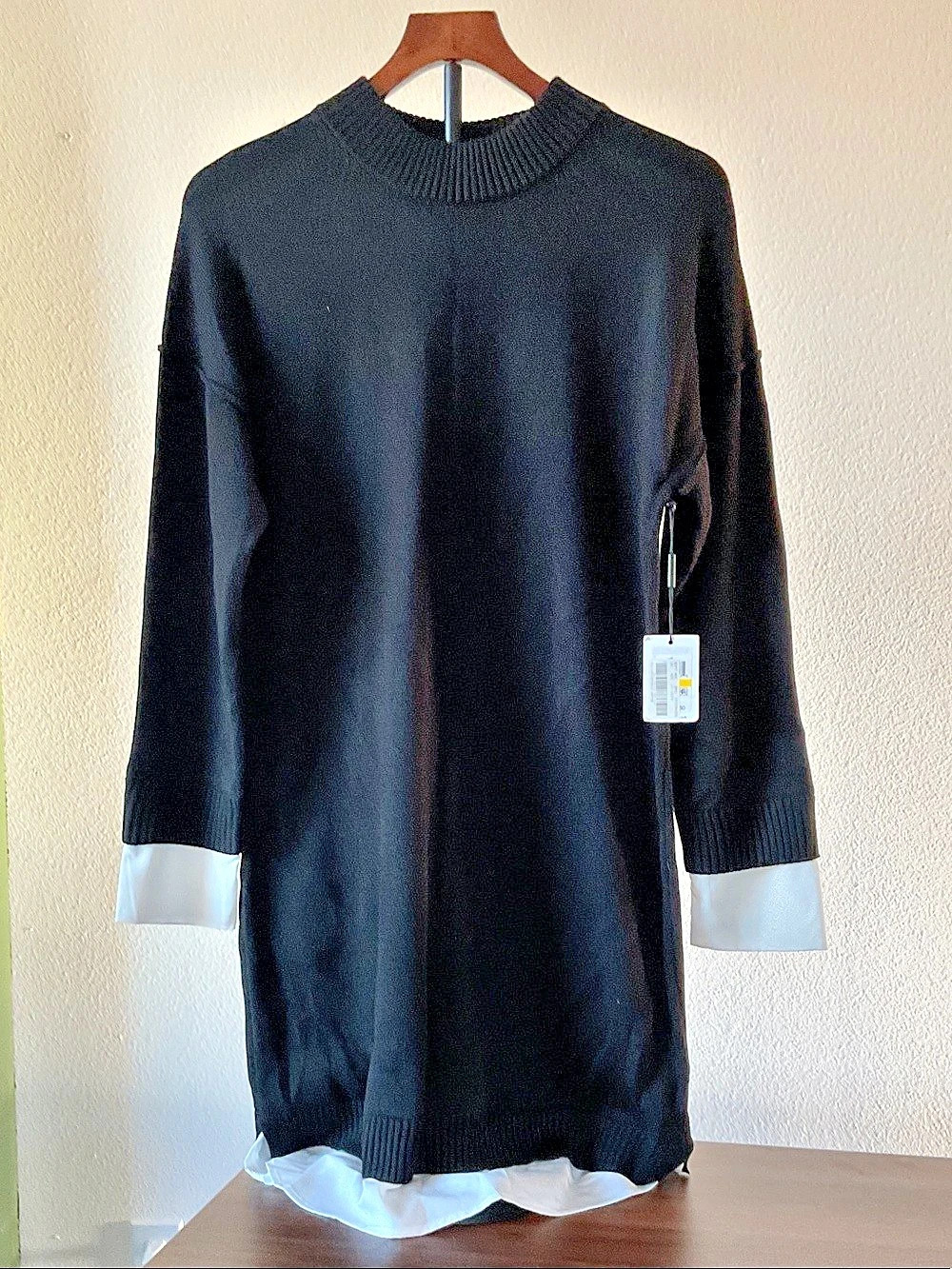 Calvin Klein Black & White Sweater Dress Size M NWT